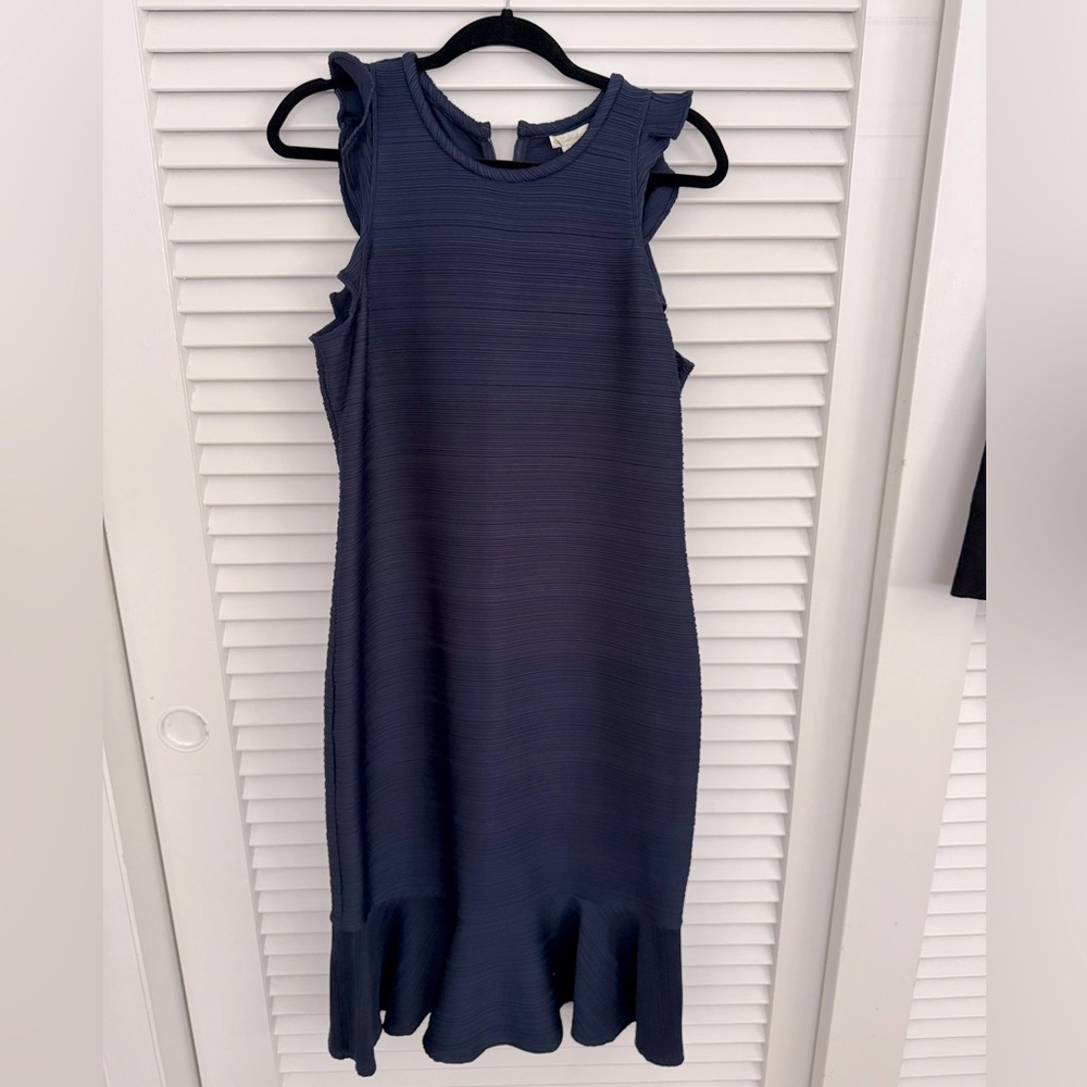 Shoshanna navy blue ruffle hem dress. NWT